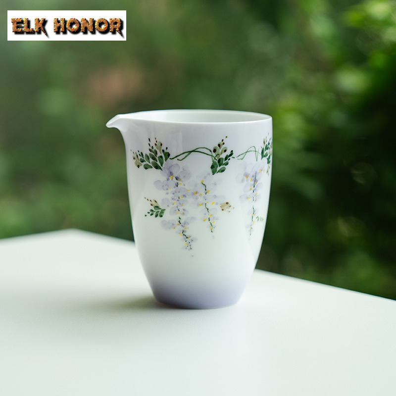 Handmade Ceramic Mug - 210 ml El-boyalı Wisteria Çiçek Qing