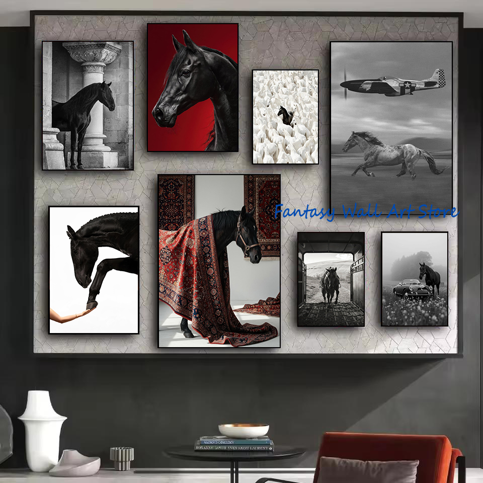 Luxury Lifestyle Picture - Siyah At Fotoğrafları Vintage Lüks Duvar
