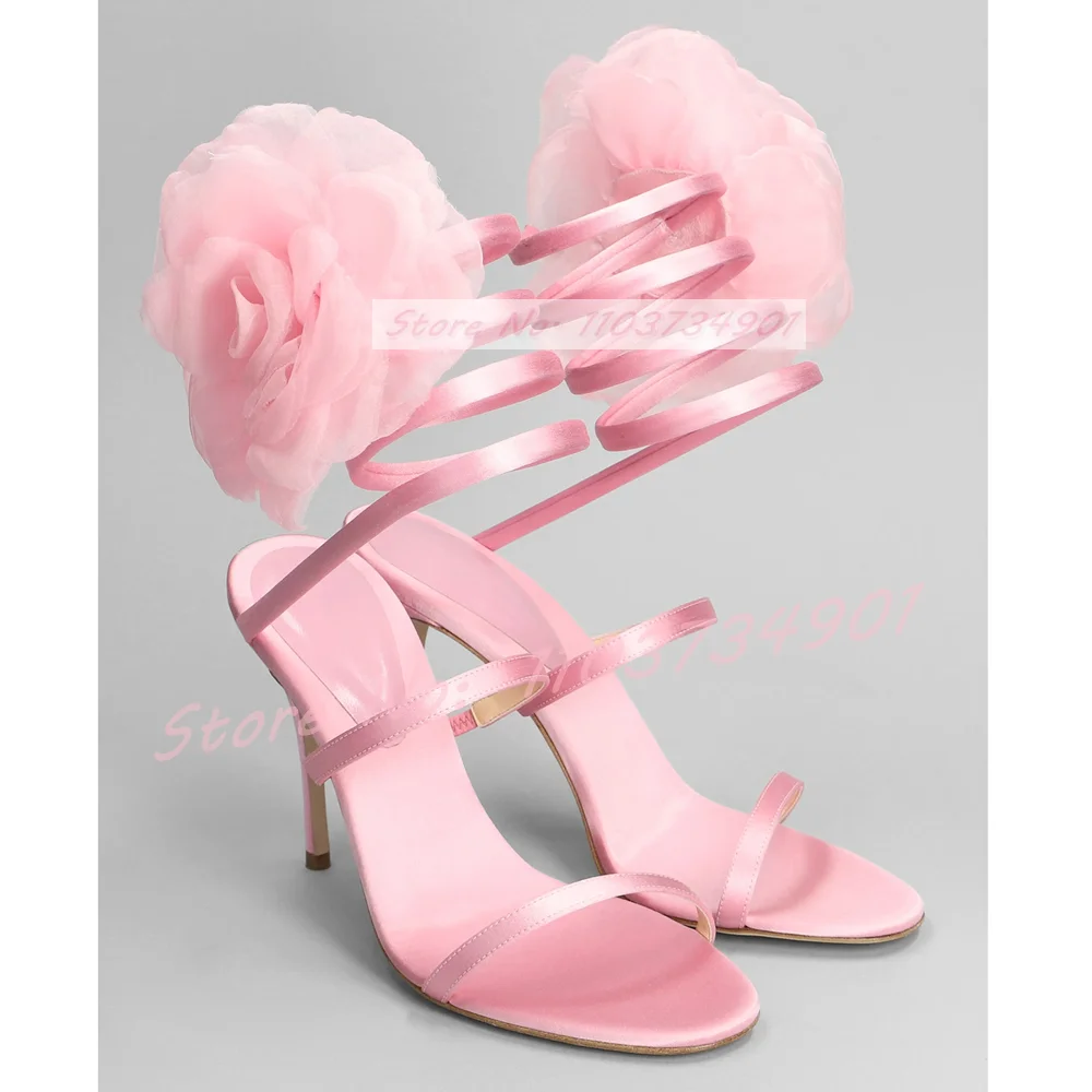 Luxury Lifestyle Shoes - Pembe dantel çiçek peri çapraz kayış