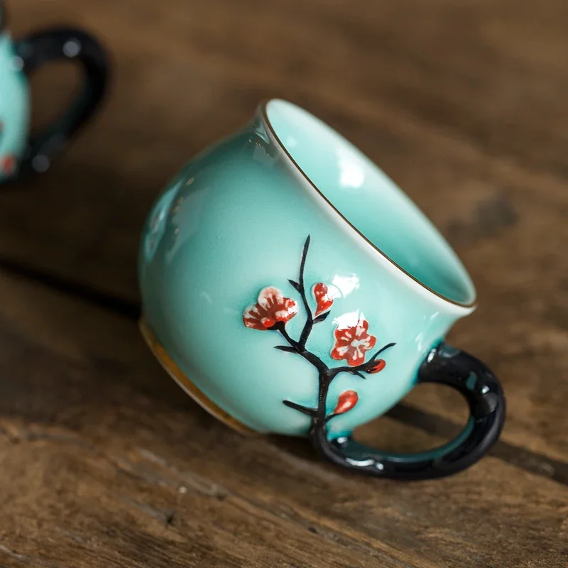 Handmade Ceramic Mug - Çin El Yapımı Erik Desen Seramik